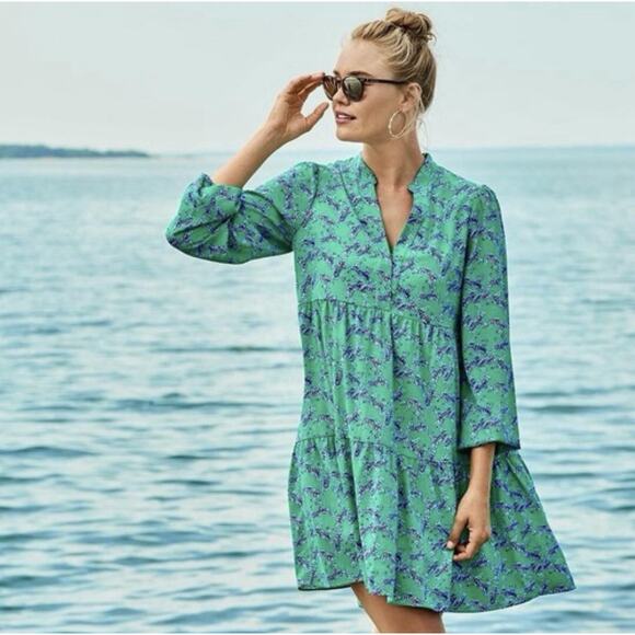 Lilly Pulitzer Winona Stretch Beautiful Dress Green Blue Zebras VNeck Statement - Picture 1 of 15